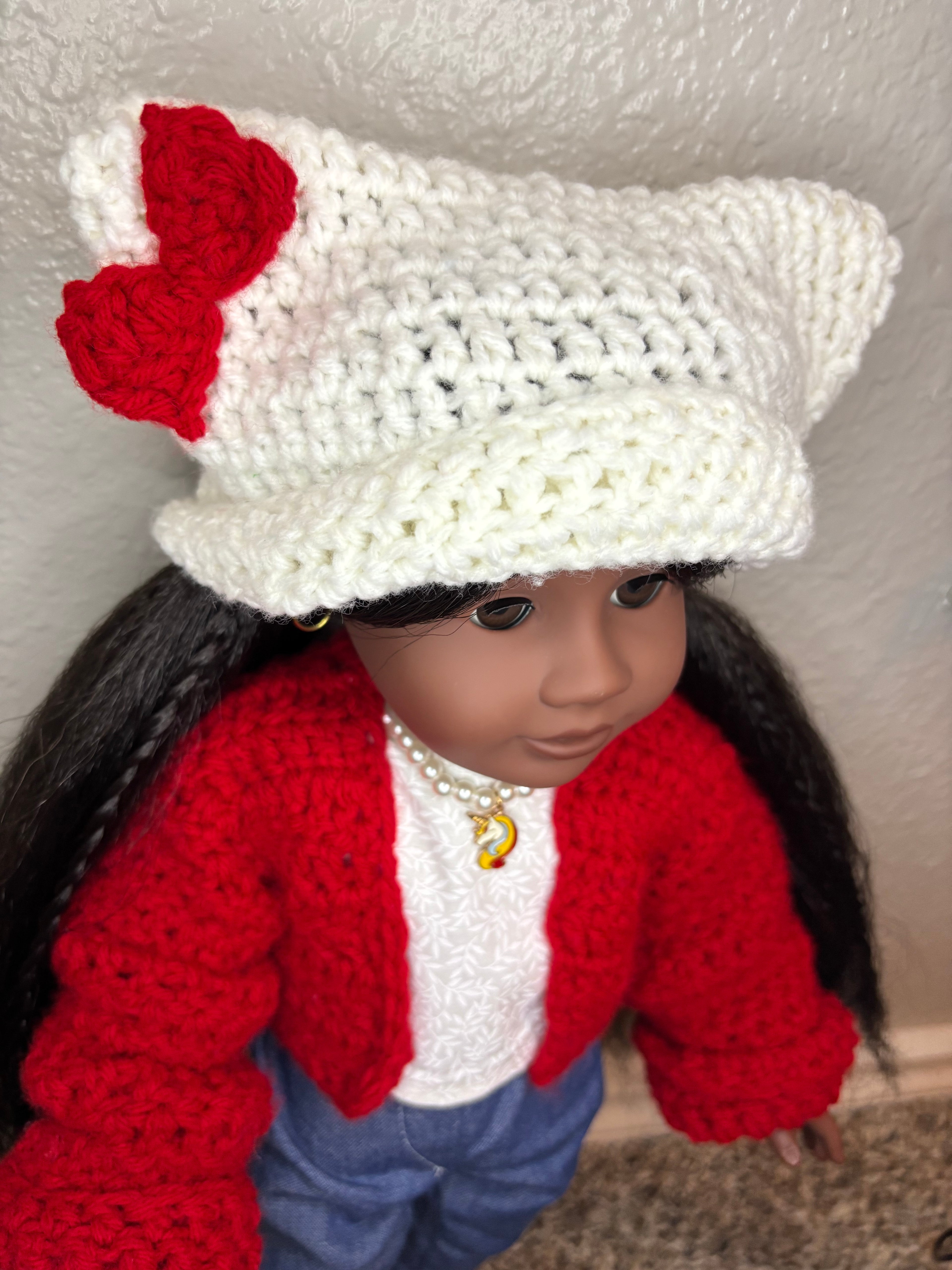 Handmade Crocheted Hello Kitty Hat