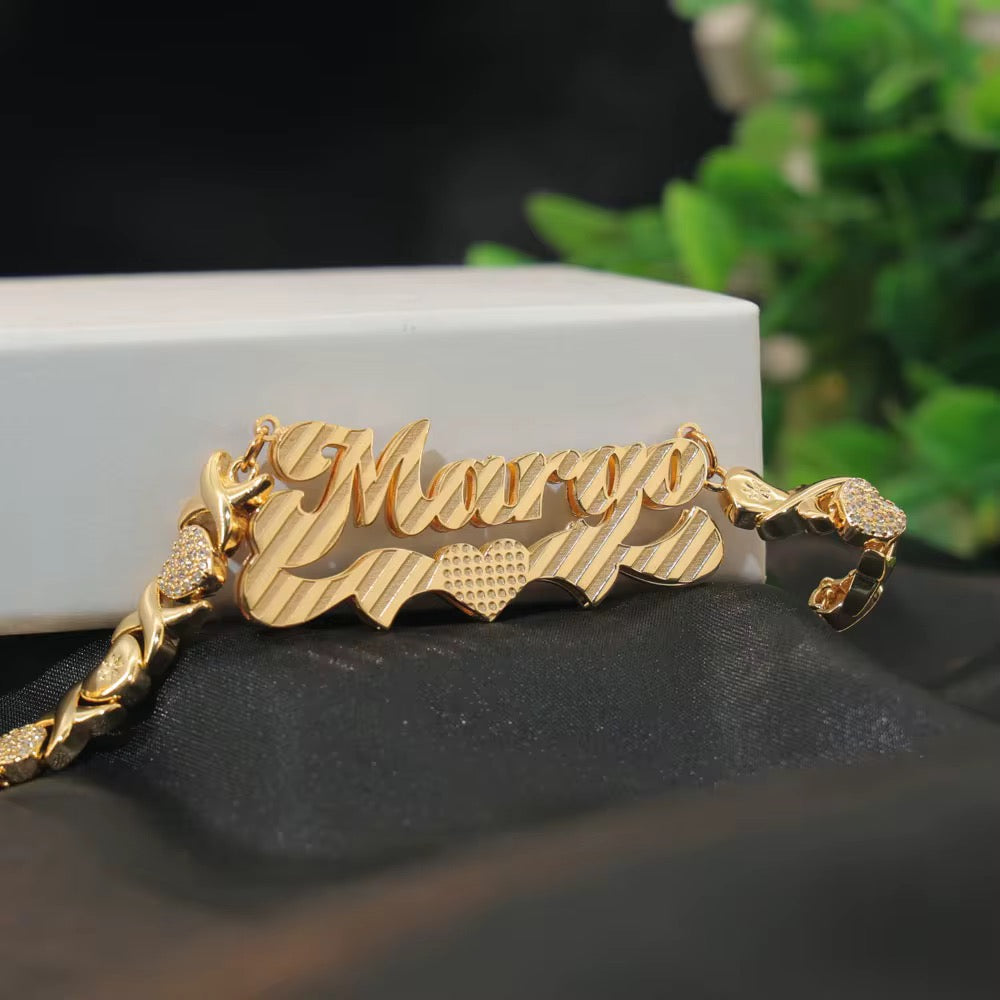 Double Plated XO Nameplate Necklace