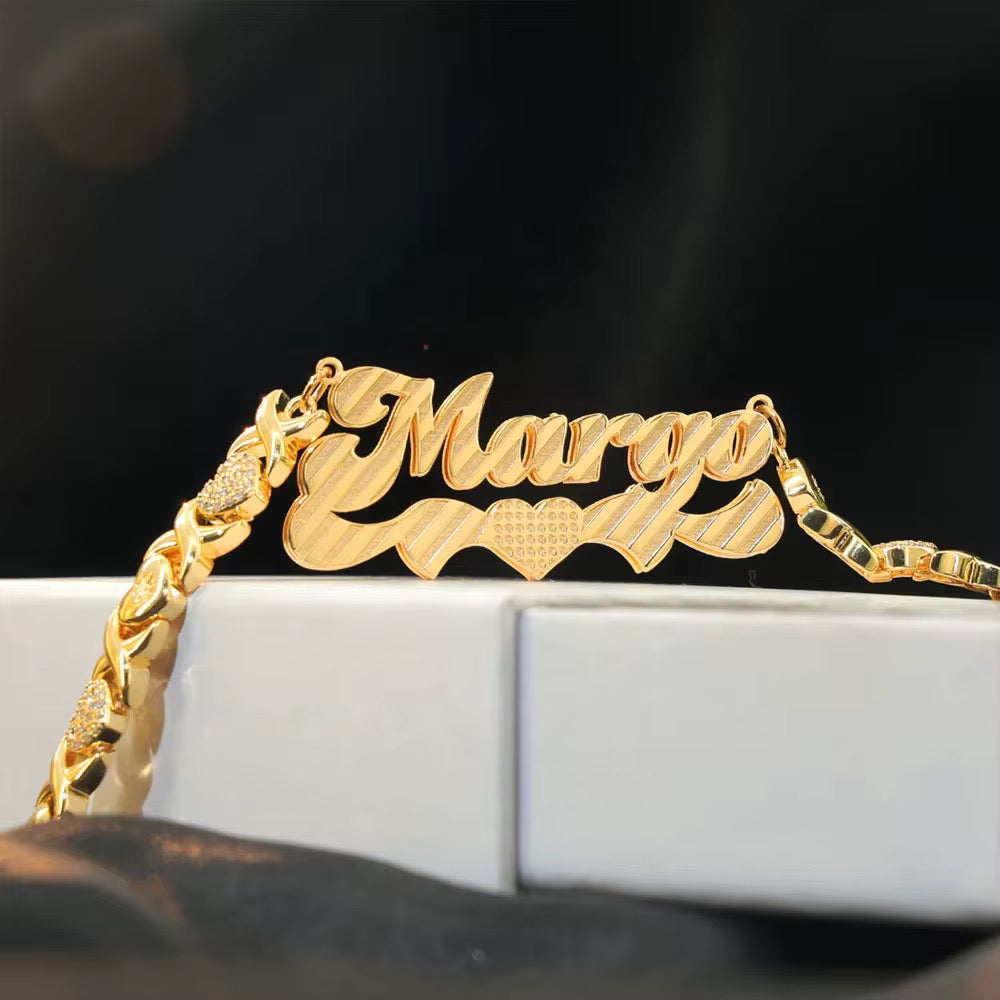 Double Plated XO Nameplate Necklace