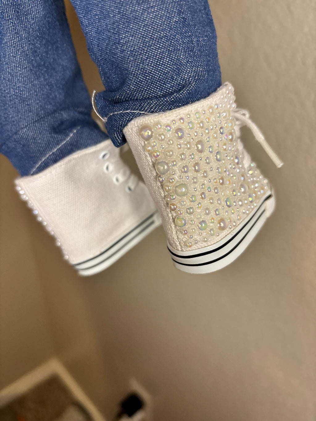 Custom Made Pearled Doll Shoes