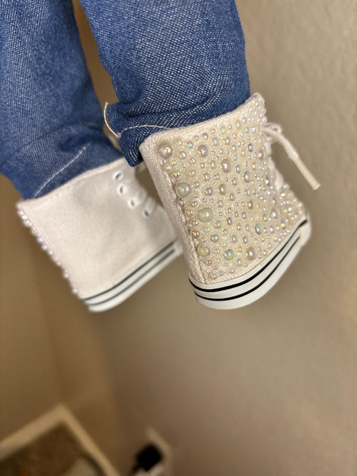 Custom Made Pearled Doll Shoes