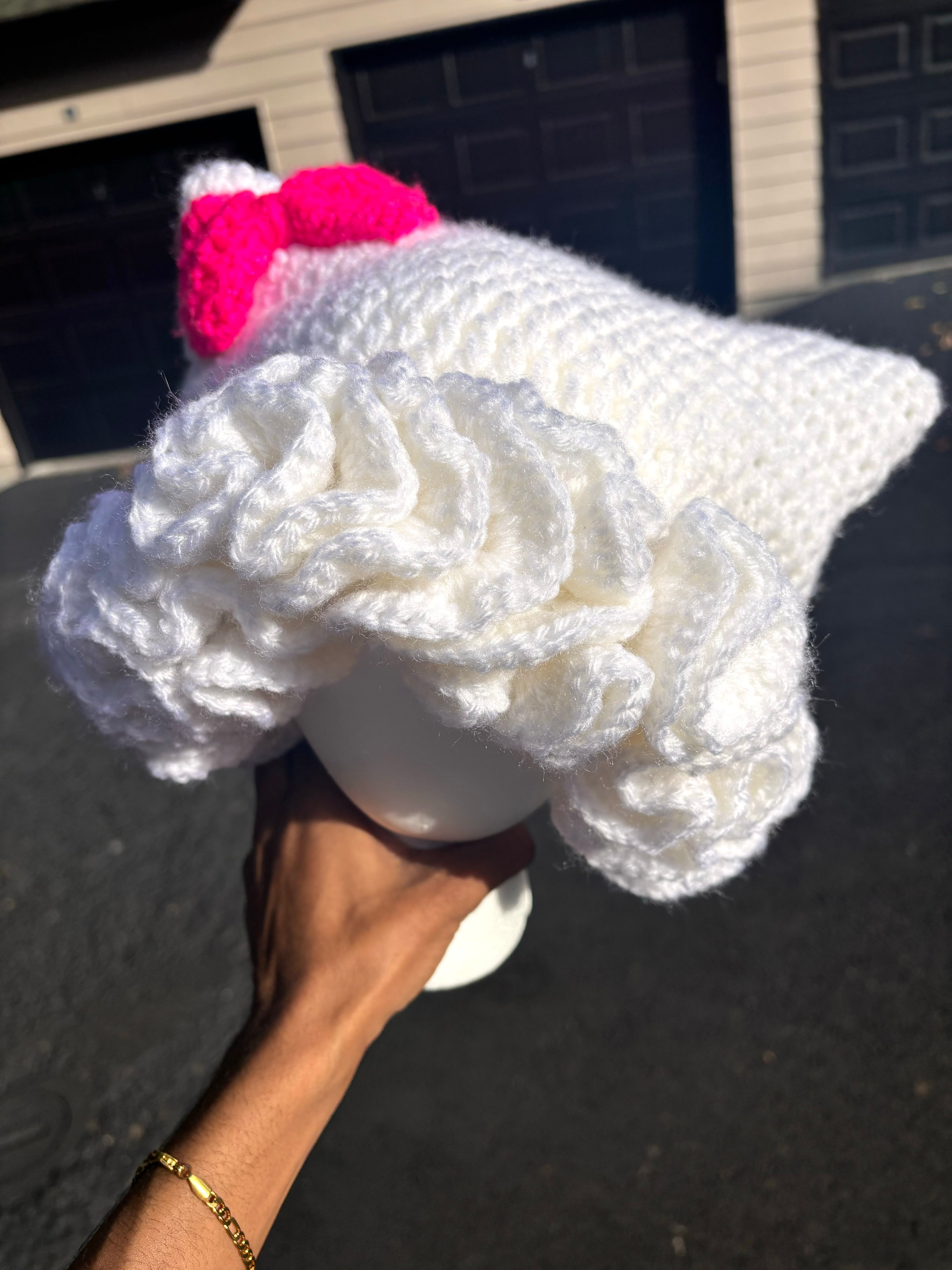 Hello Kitty Crochet Ruffle Hat