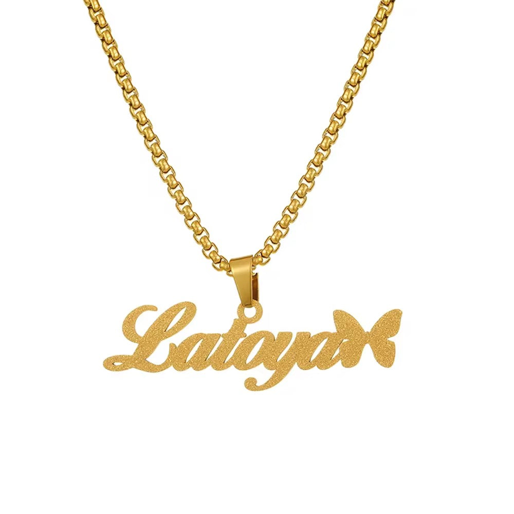 Butterfly Nameplate Necklace