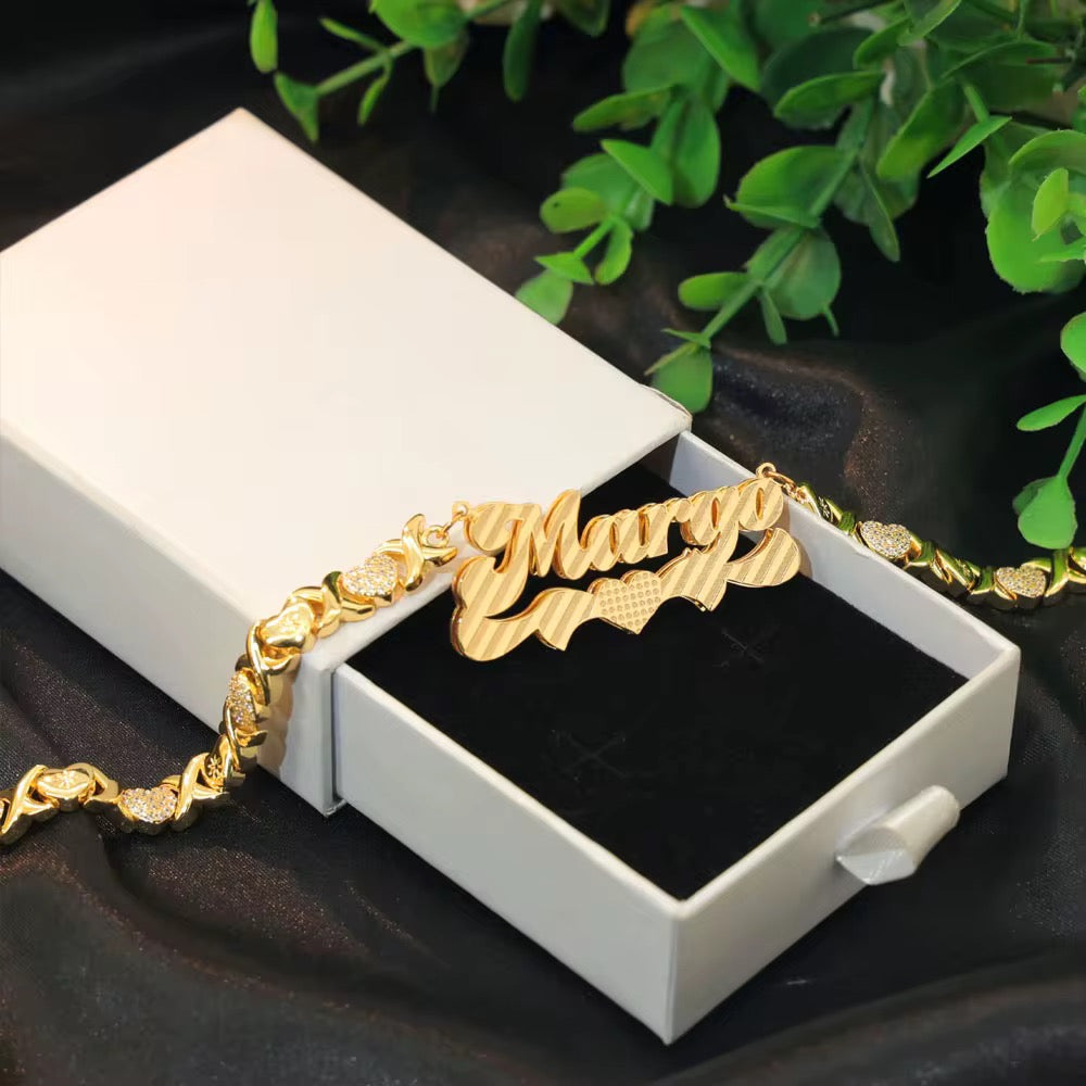 Double Plated XO Nameplate Necklace