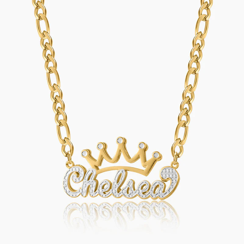 Crown Nameplate Necklace