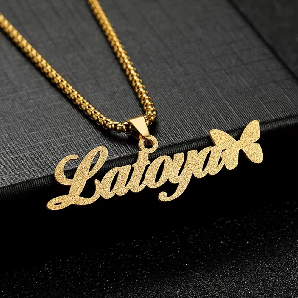 Butterfly Nameplate Necklace
