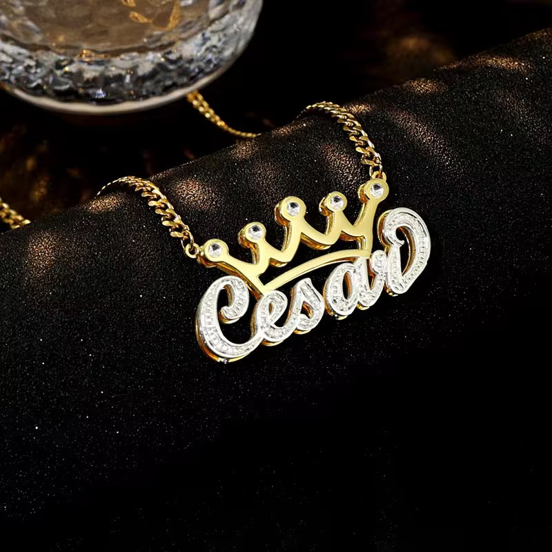 Crown Nameplate Necklace